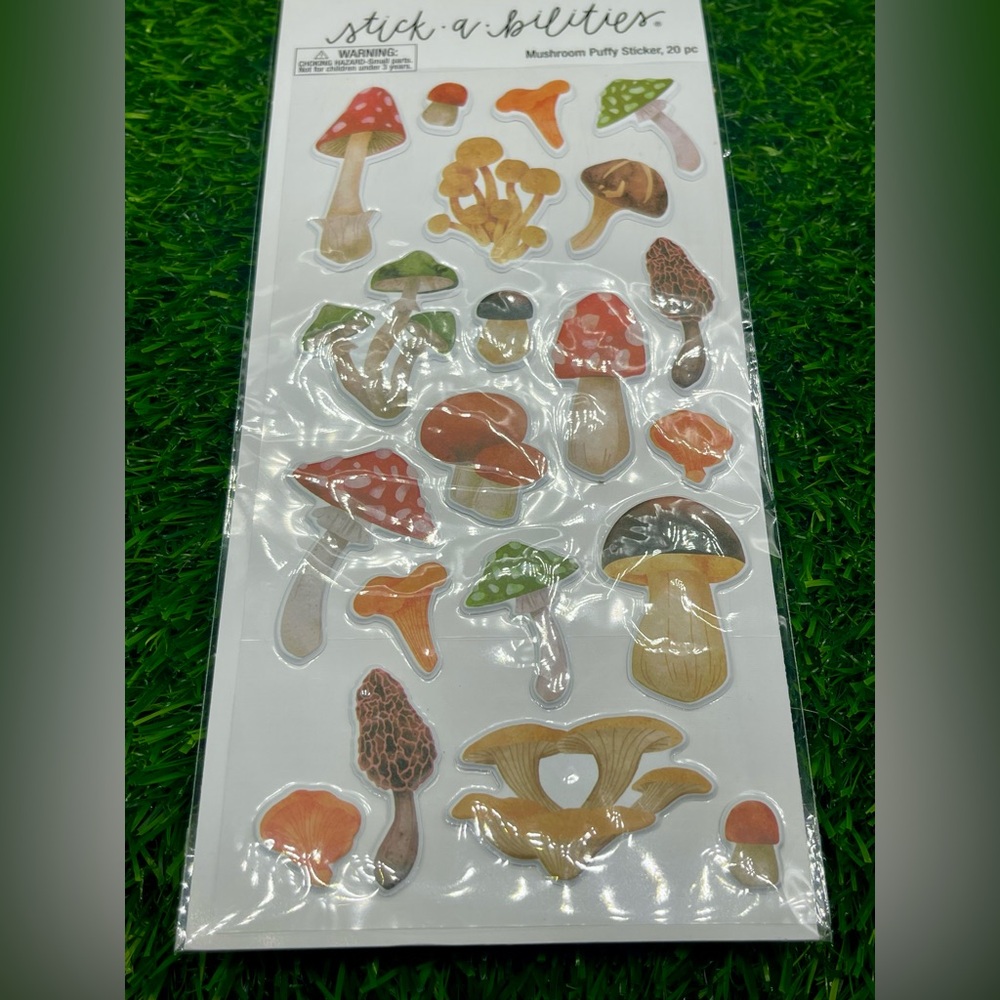 The Paper Studio Mushroom Puffy Stickers 20pc, NWT